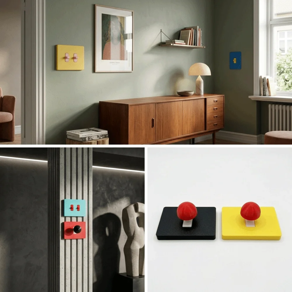 Creative 3D Printed Wall Switch Cover Handle Style Lightweight Switch Protector Smooth Surface Dustproof Wall Ornament Bedroom