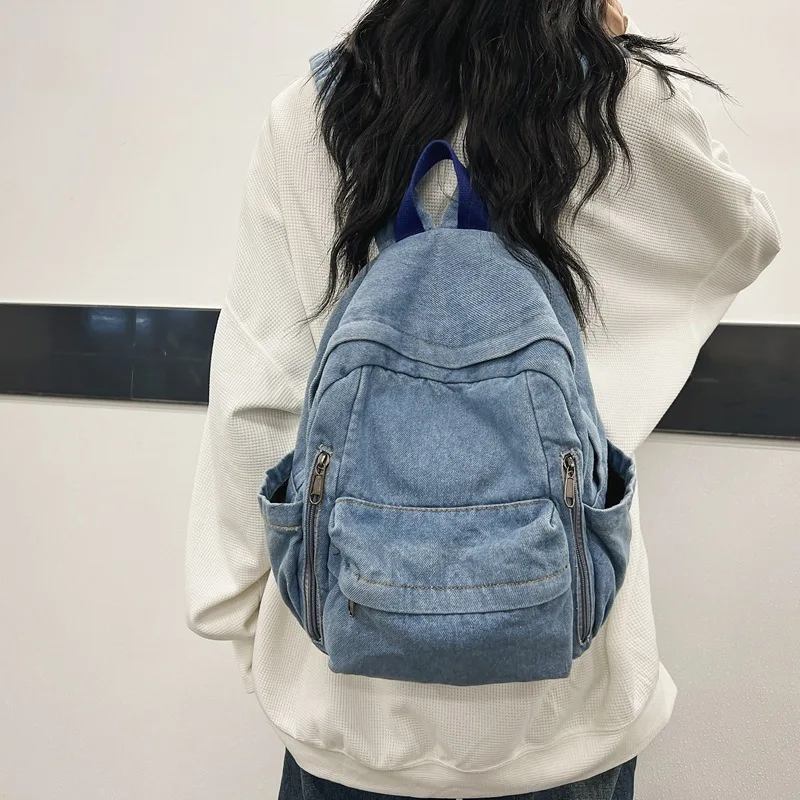 Retro Cowboy Canvas Backpack Harajuku Style Junior High School Student Casual Backpack Travel Bag mini bag itabag