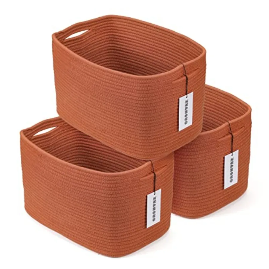 

Cotton Rope storage Basket Bins Woven Basket for Organizing Shelves 15X10X9.3" Rectangle Decorative Baskets For storage Clothes