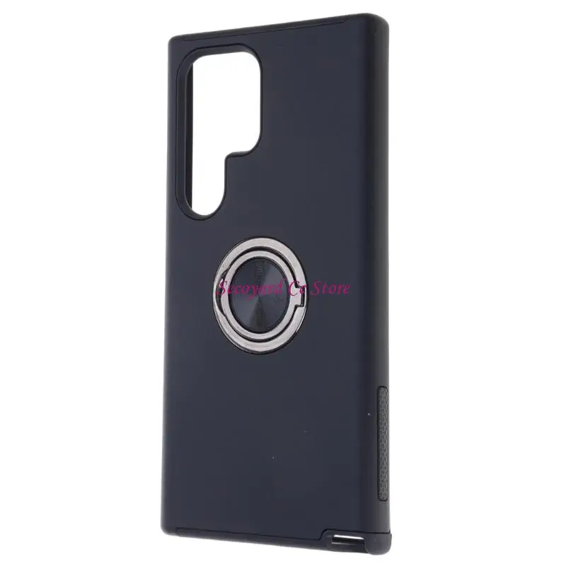 N3UC Shockproof Rings Phone Case With 360 Rotating Stand Matte Finish Case for S24