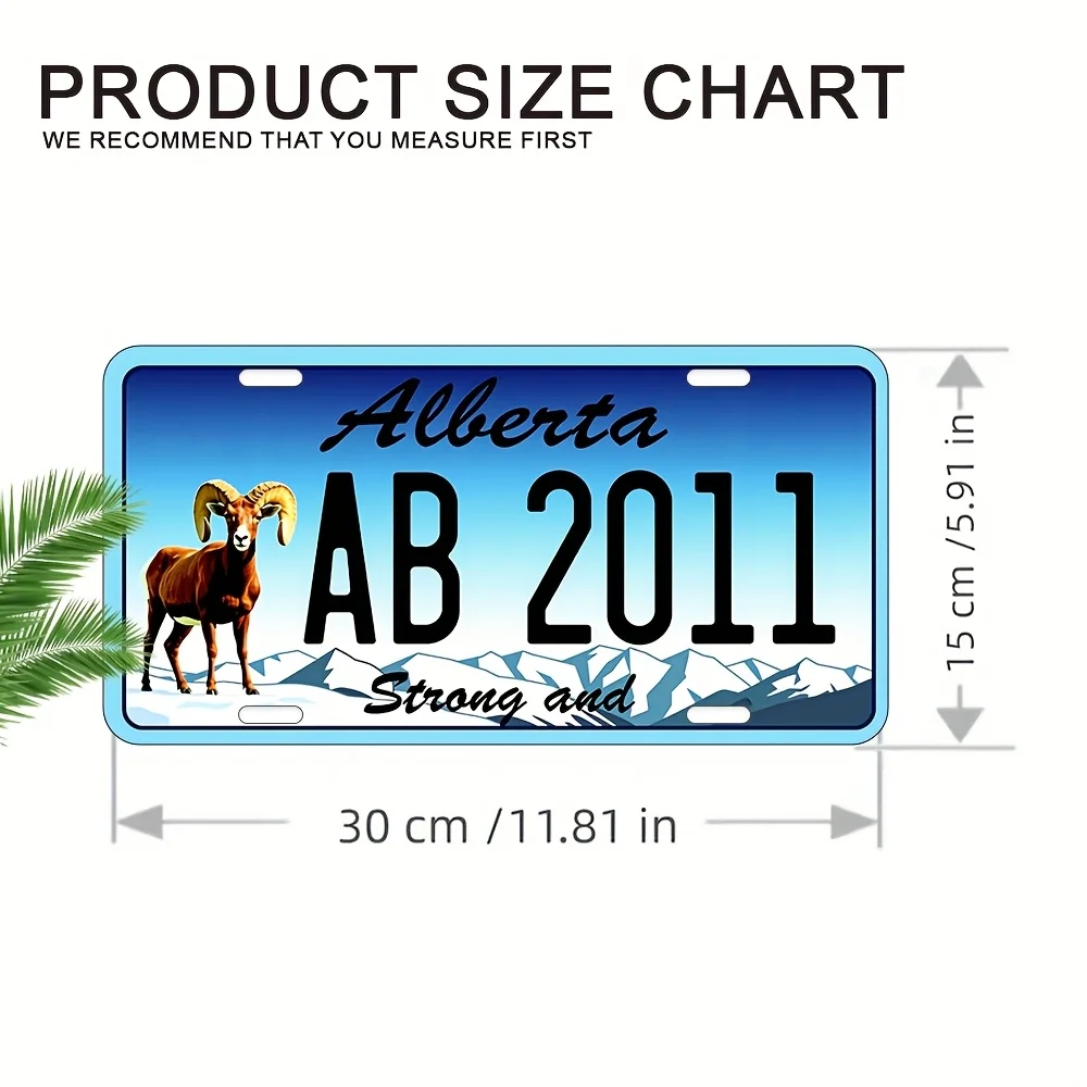 لافتة لوحة ترخيص فنية جدارية معدنية من ألبرتا - لوحة زخرفية من الألومنيوم مع تصميم جبل وأغنام كبيرة، مثالية للمنزل، #3