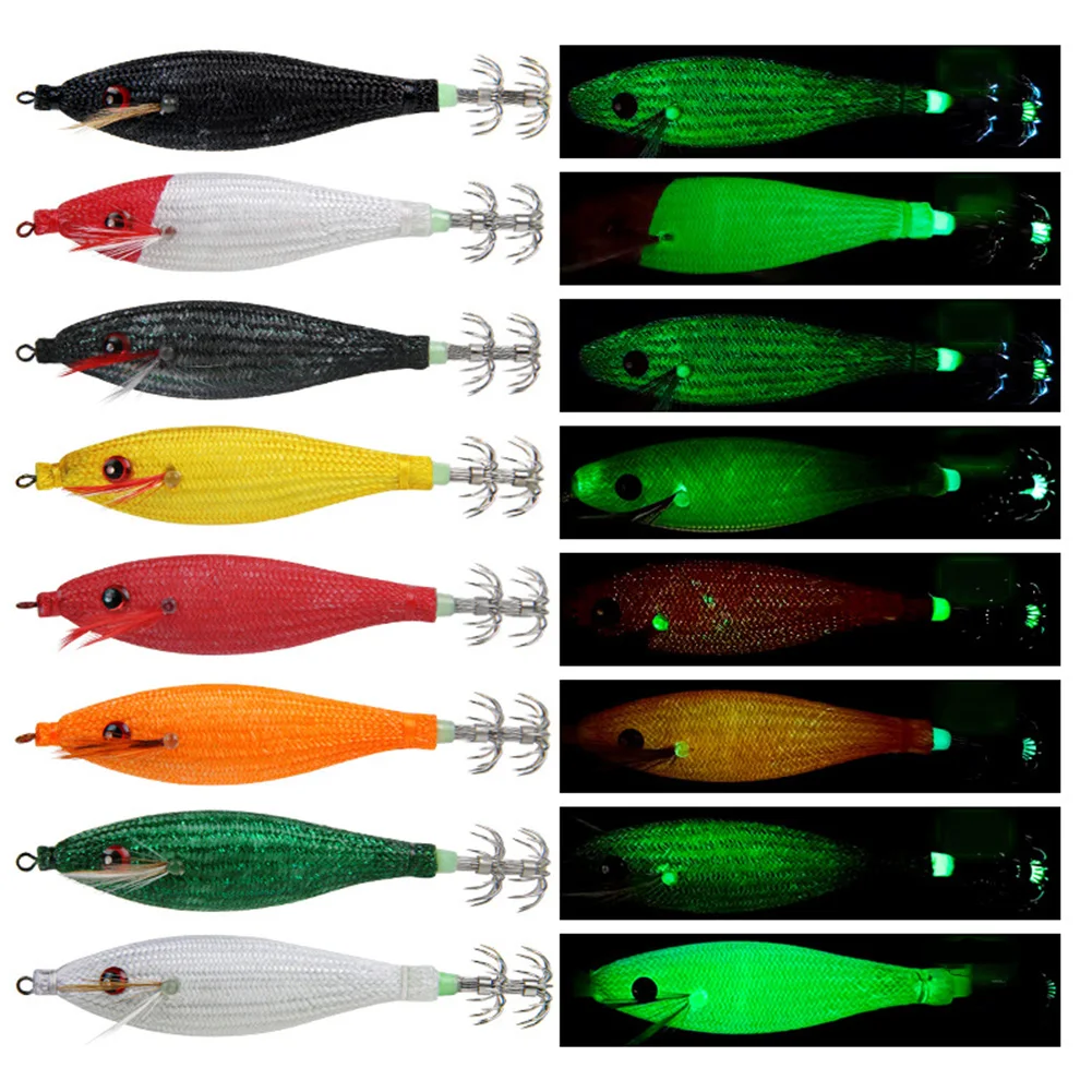 Luminous Floating Squid Jig Eging Fishing Squid Lure Artificial Bait for Fishing Squid Octopus Luminous Cuttlefish Hard Bait Jig