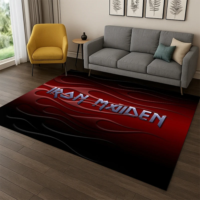 3D I-Iron Maiden Metal Band Carpet Rug for Bedroom Living Room Sofa Playroom Doormat Home Decor,Kid Game Area Rug Non-slip gift