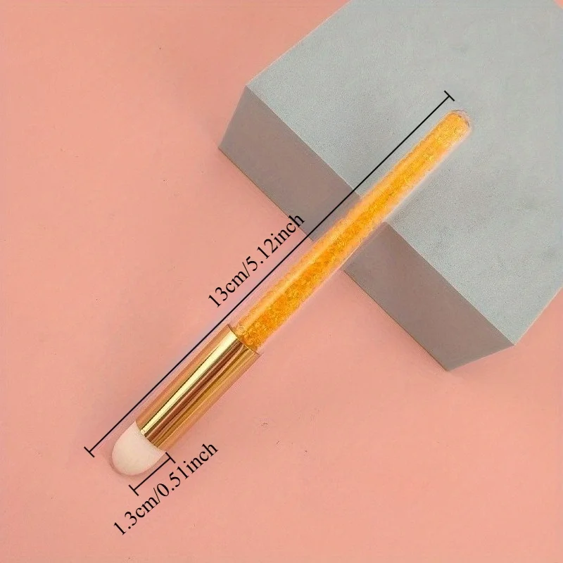 6pcs Transparent Diamond Glitter Makeup Brush Multi-color Long Stem Mousse Cleaning Brush Soft Fiber Bristle Lipstick Brush