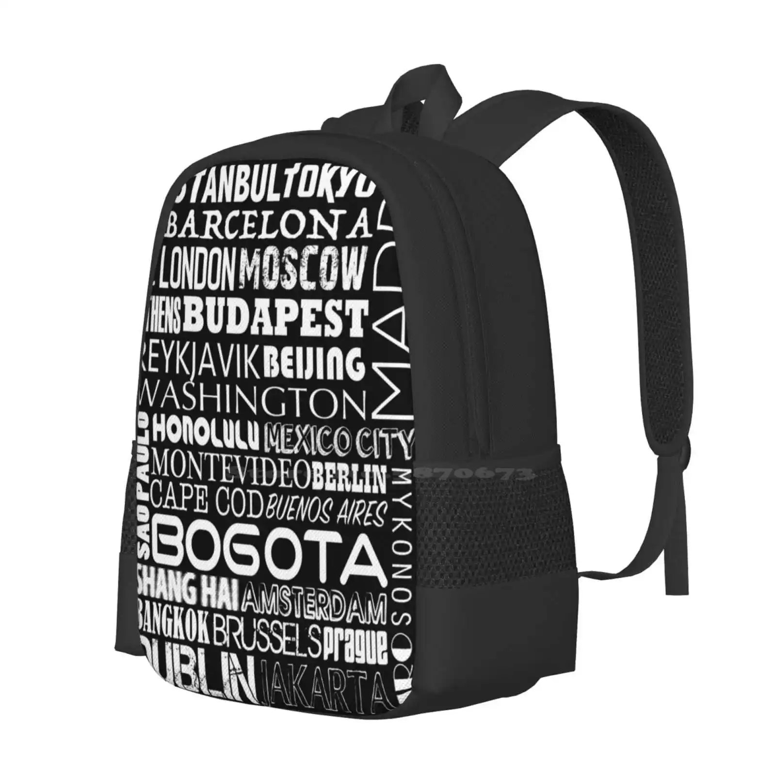 World Cities Pattern Design Laptop Travel School Bags