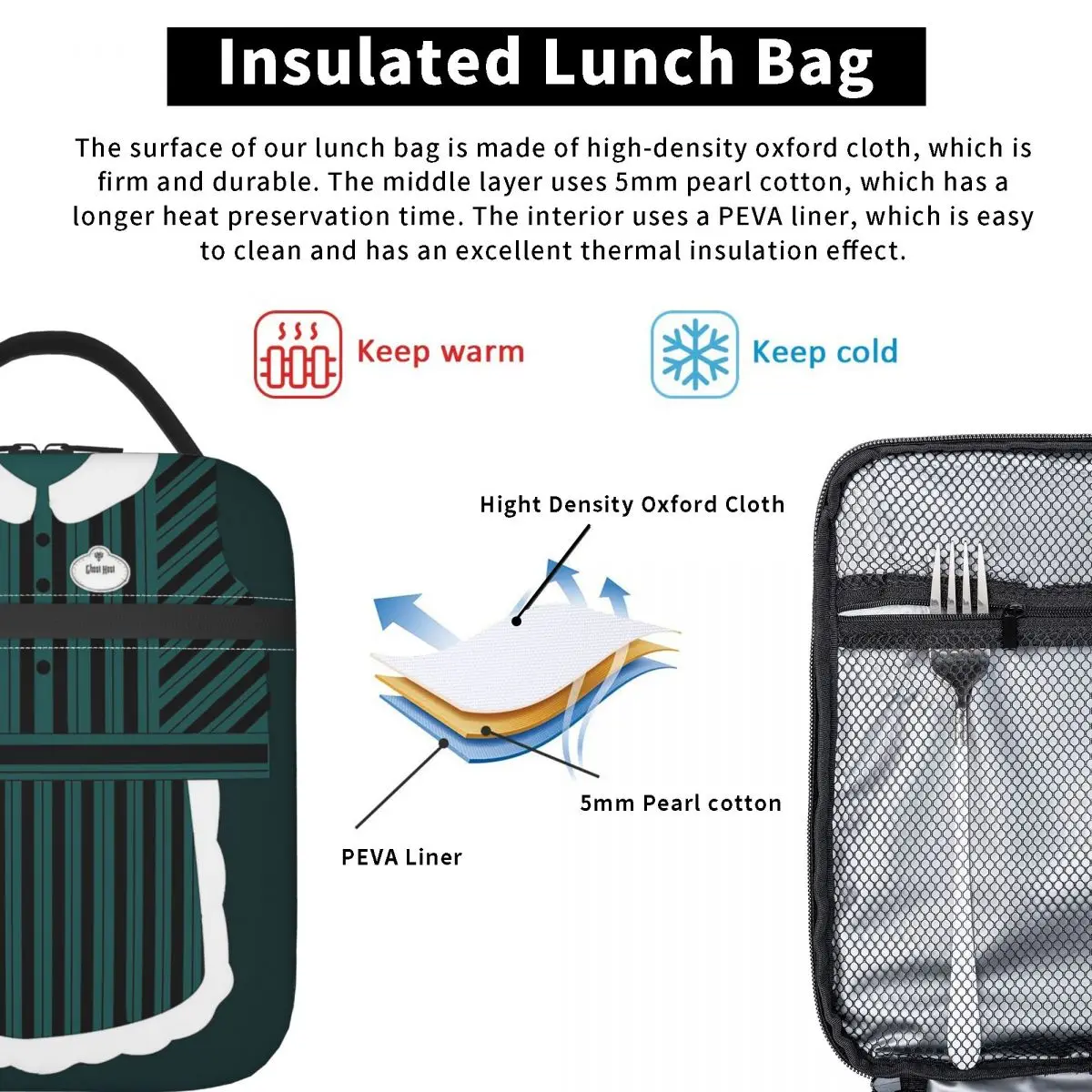 Haunted Mansion Dress Insulated Lunch Bag for Women Kids Leakproof Food Boxes Thermal Lunch Box Tote