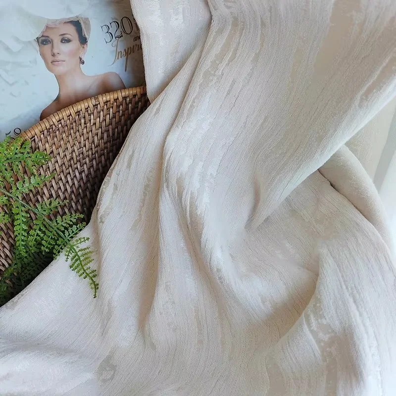Custom  French Luxury Blackout Curtains for Living Room Bedroom Cream Chenille Curtain Blackout Valance Custom Tulle White Tulle