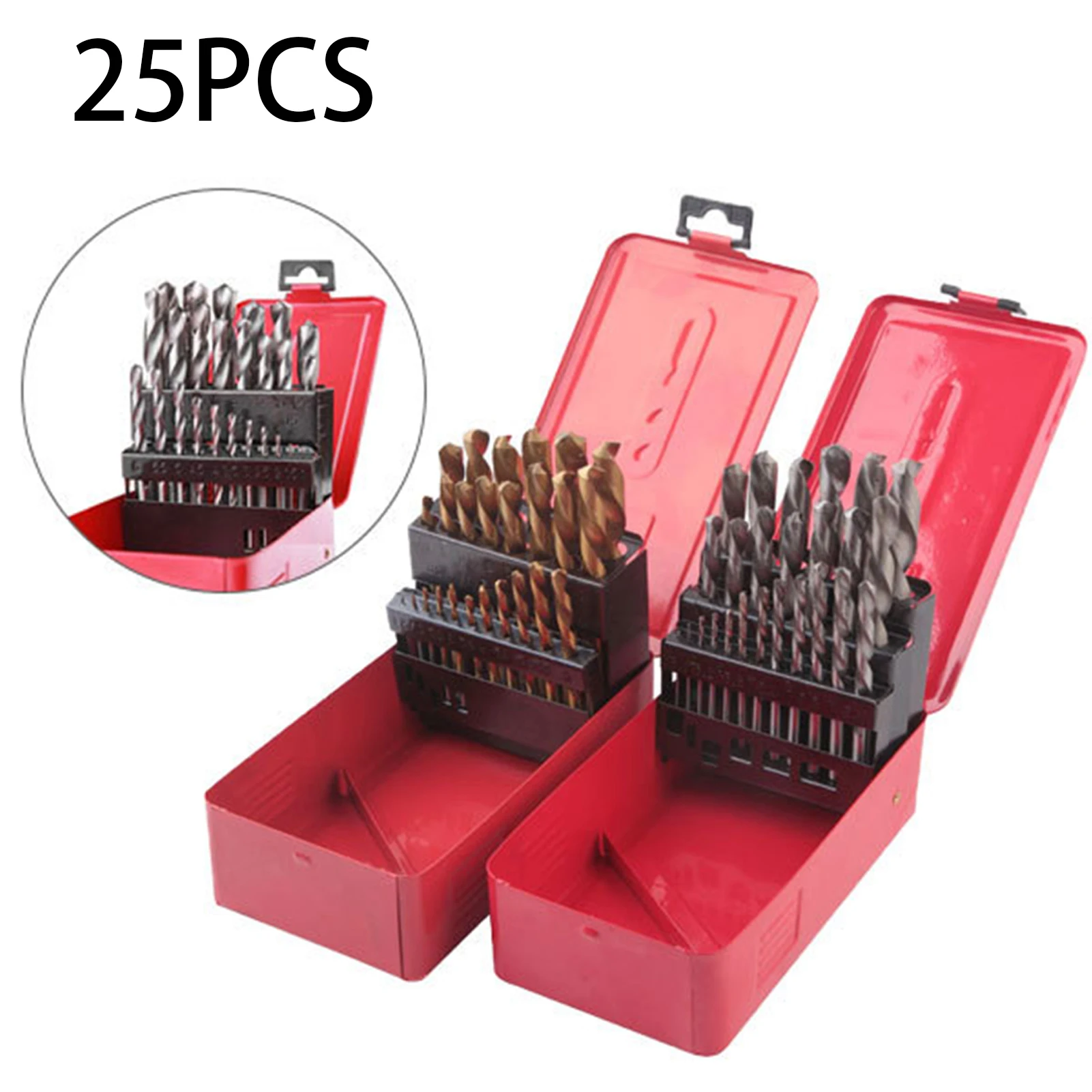 

25pcs Titanium Plating Drill Straight Shank Twist Drill Bit Set HSS-Co Drilling Combination Tool For Stainless Steel Metal Wood