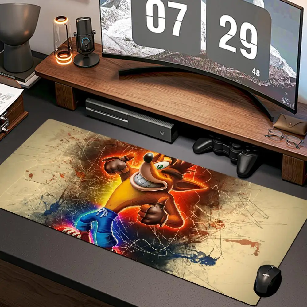 Crash Bandicoot Mauspad, neues Computer-Mauspad für Zuhause, XXL-Schreibtischunterlage, Naturkautschuk, Büro, rutschfest, Gaming-Zubehör