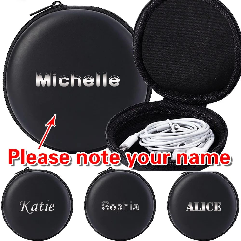 

Персонализированный ящик для хранения наушников с индивидуальным именем, защитные коробки для цифровых аксессуаров, модные чехлы на молнии, товары на заказ