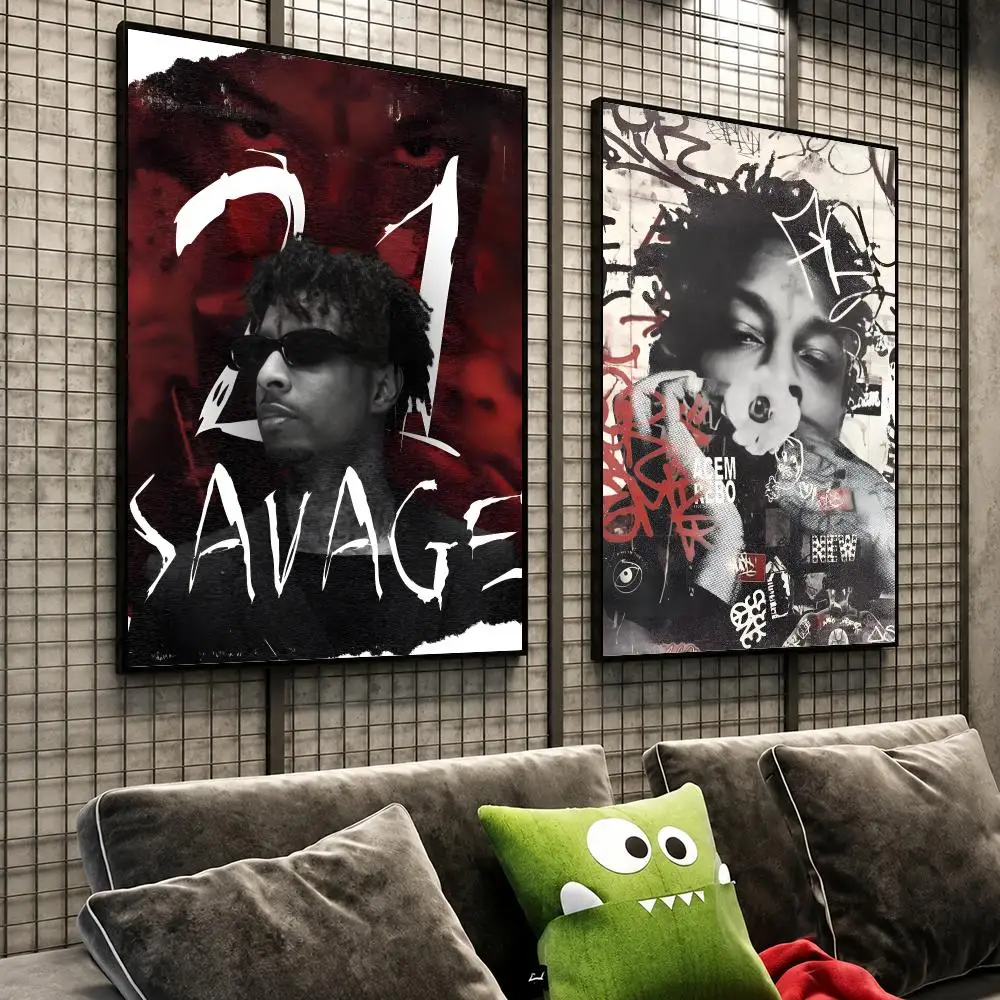 Music 21 Savage Trap Rap Artist Poster HD Self-Stick Wall Decor Bedroom Dorm Office Gaming Garage Bathroom Gift