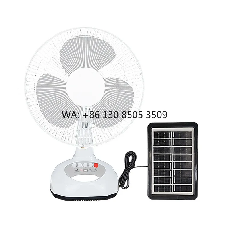

Домашний настольный вентилятор 12 дюймов, работающий от сети переменного/постоянного тока, с солнечной панелью, аккумулятором и подсветкой, 3 скорости, 4-12 часов работы