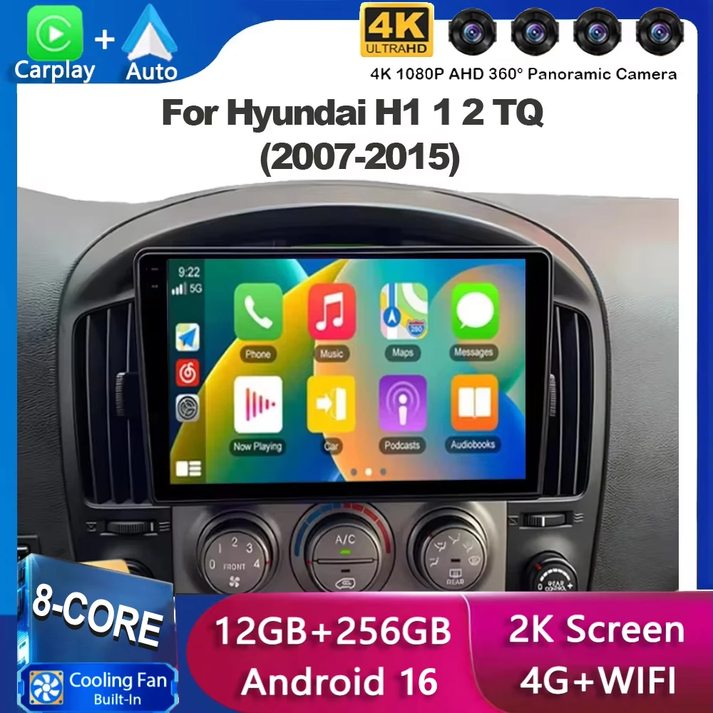 For Hyundai H1 Grand Starex I8000 TQ 2007-2015 Android 16 5G Car Radio CarPlay Multimedia Player Autoradio Navigation GPS 360