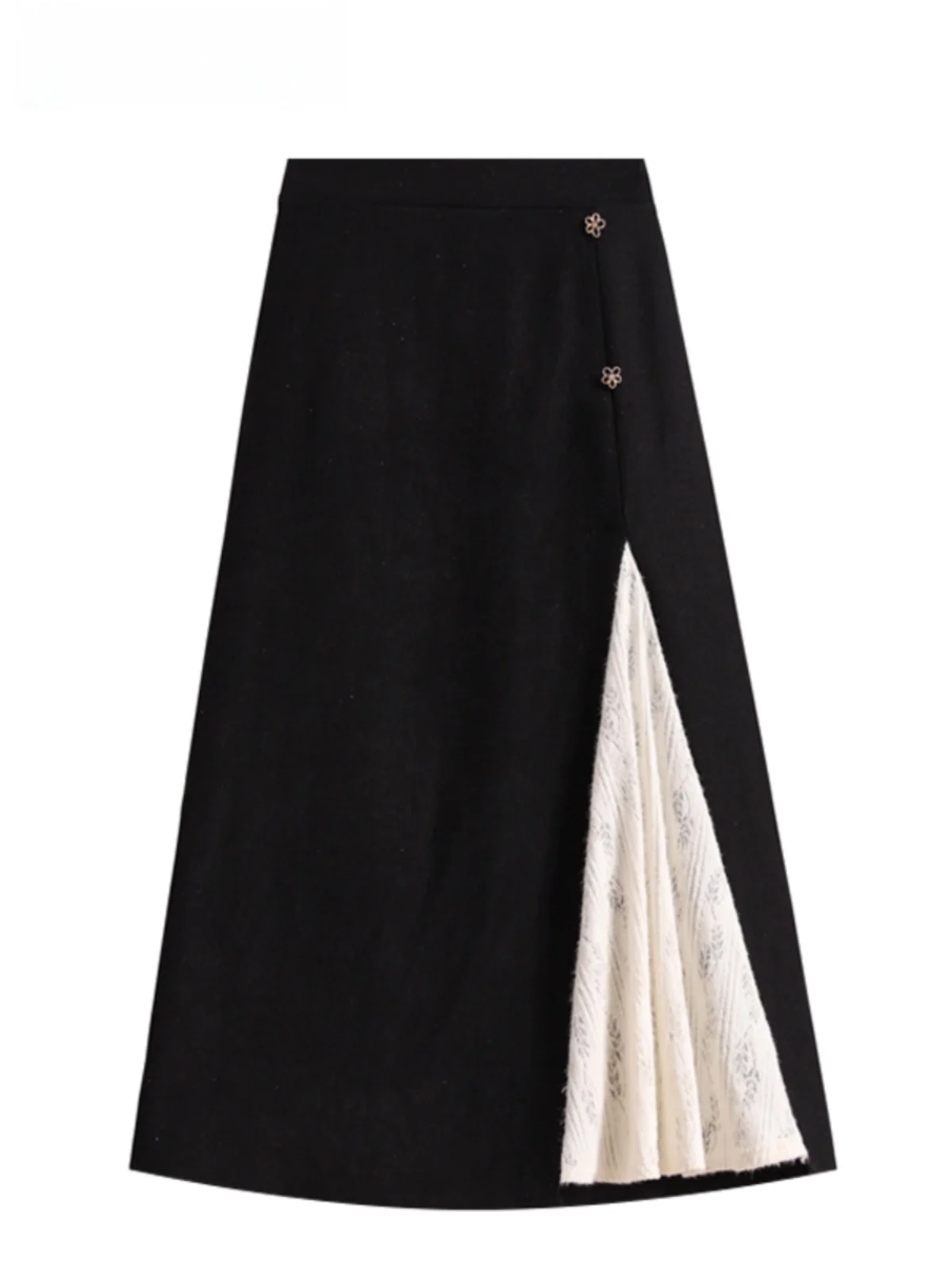 

High Waist Bla A-Line Skirt Women's plus Size Faion Spring New Sle Cara CLUB Large Size Sweet Lace Splicing Skirt