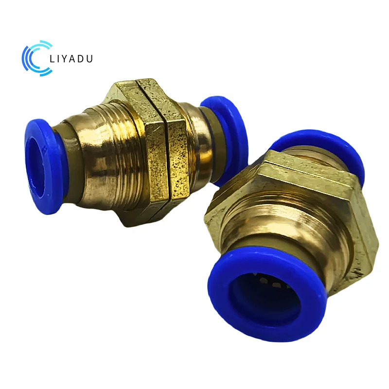 30/50pcs PM-4 PM-6 PM-8 PM-10 PM-12 Pneumatic Bulkhead Union Quick Fit Brass/Plastic 4 6 8 10MM 12MM Push in Air Tube Connector