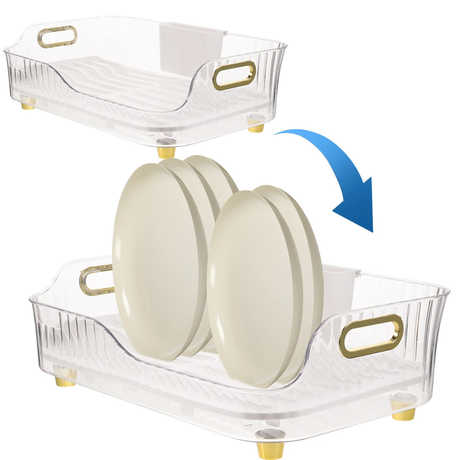 

Kitchen Dish Drying Rack with Drain Board Vegetable Fruit Drainer Organizer Countertop Utensil Holder Storage Rack for Plates