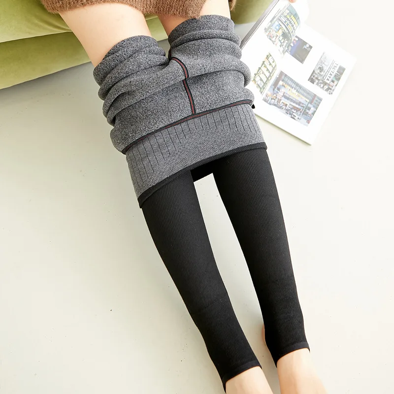 

Autumn Winter Pantyhose Women Fleece Lined Thicken Stocking Tights Thermal Legging High Waist Elastic Wool Pants For Female Girl