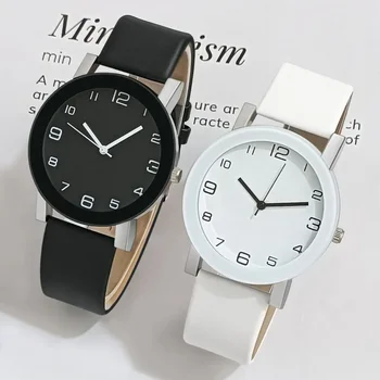Moda simples relógio de couro relógios relógio de quartzo feminino masculino casual relógio de pulso digital casal relógios 자Relojes Para Mujer