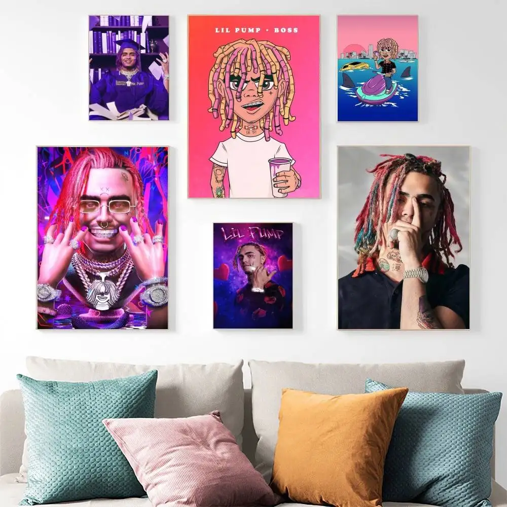 Rapper L-Lil Pump Poster Wall Art for Study Living Room Decor Unique Home Decoration Pictur Gift