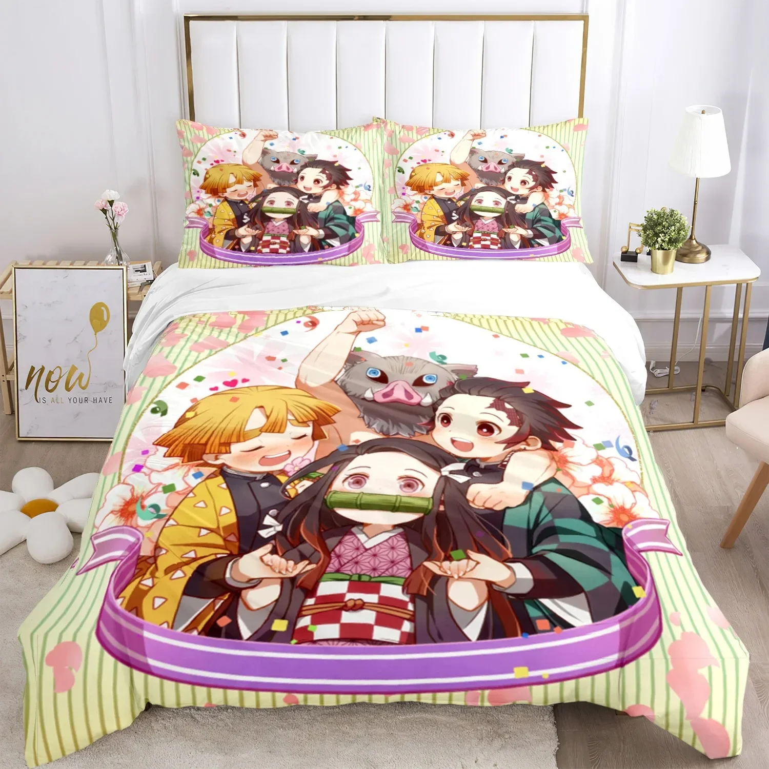 

3D Print Demon Slayer Comfortable Duvet Quilt Cover Pillowcase Bedding Set Children Bedroom Decoration Home Textile