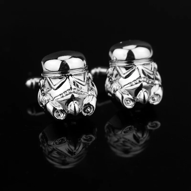 Star War Cufflinks Imperial Stormtrooper Silver Color Mask Helmet Cuff Buttons for French Shirt Cuff Jewelry Accessory Gifts