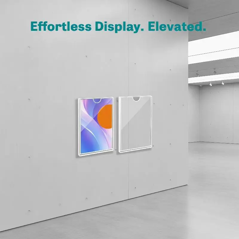 Borderless Design Clear Acrylic A4 A5 Wall Sign Holder Display Frame for Photo Certificate Menu Restaurant Office Use
