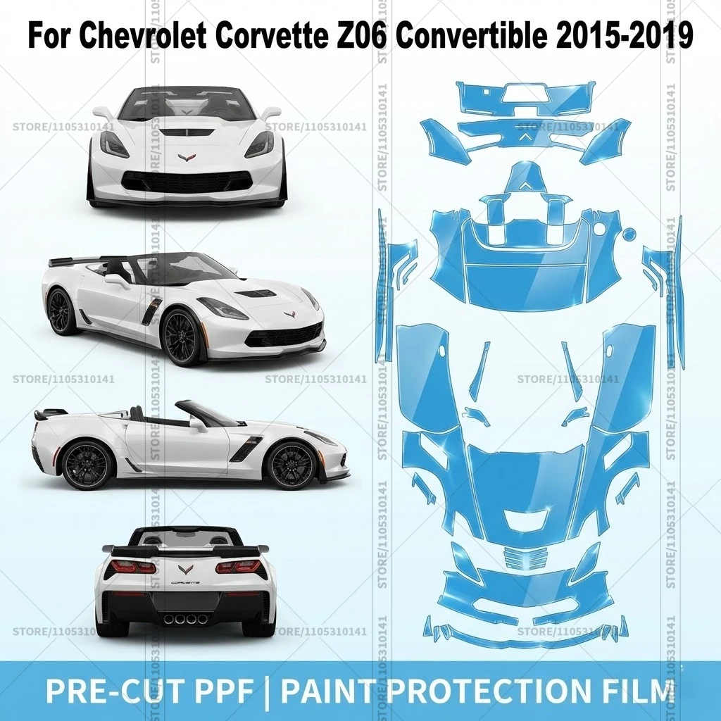 Pre-Cut Paint Protection Film PPF Transparent Car Film Professional Automotive For Chevrolet Corvette Z06 Convertible 2015-2019