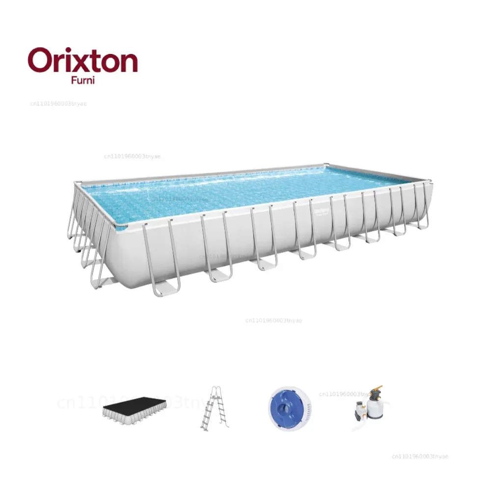 For 56623 Rectangular Swimming Pool Set 9.56m x 4.88m x 1.32m for Outdoor Family Use Includes Pool Accessories