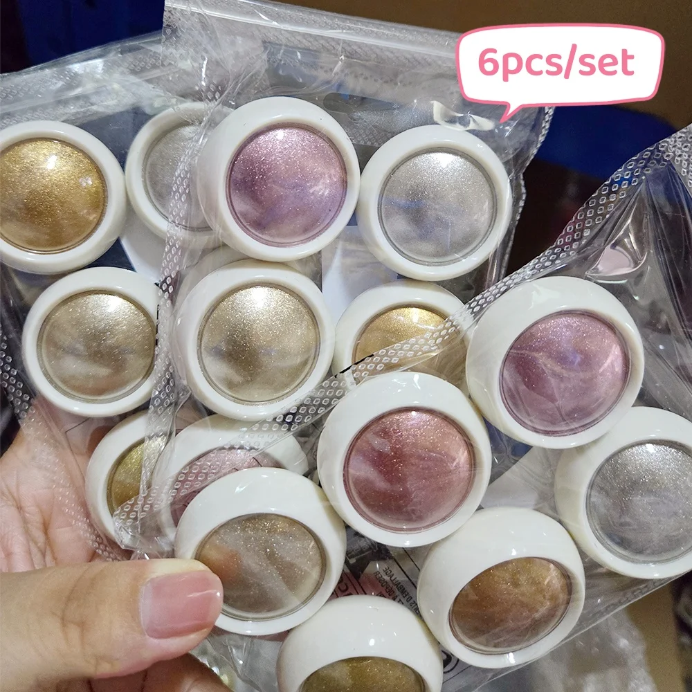 6 Pcs Fantasy Mirror Chrome Effect Metallic Dust Baby Pink Glazed Manicure Decoration Reflective Gold Silver Glitters Powder