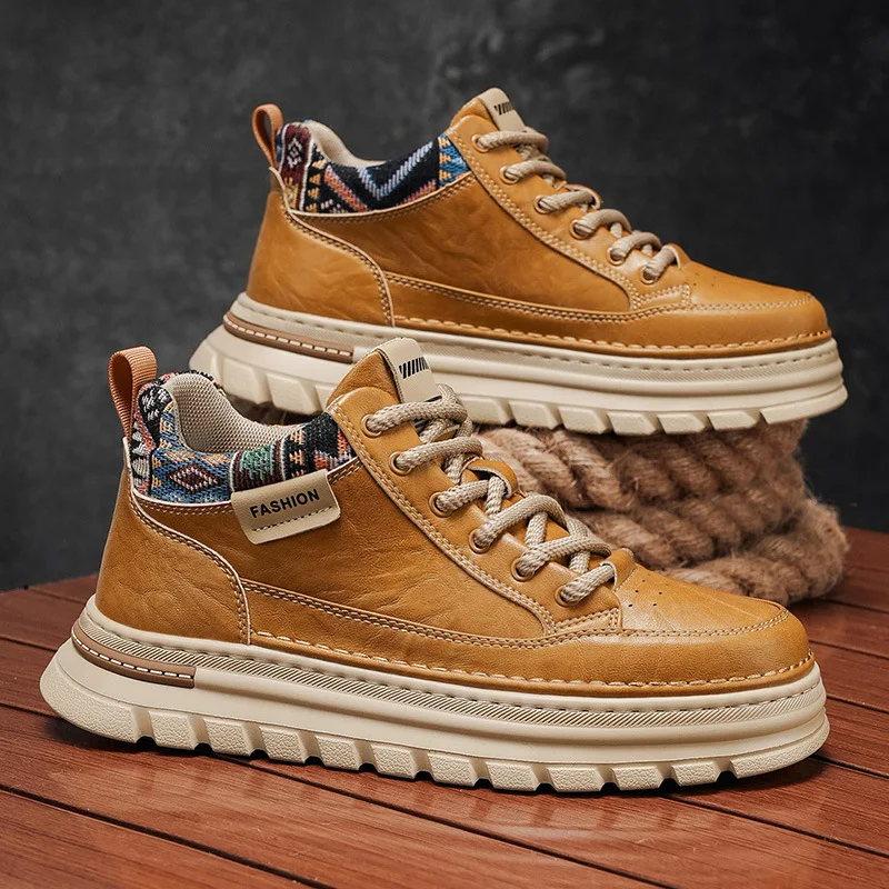 

Удобная мужская обувь для доски, модные кожаные повседневные кроссовки, мужская дышащая спортивная обувь, прогулочная обувь, рабочая обувь в стиле ретро