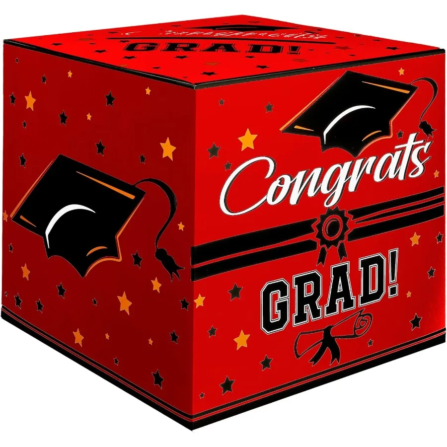 Red Graduation Card Box 2025 Modern Foldable Card Box Holder for College High School Graduation Party Decorations Class of 2025