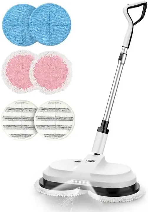 Cordless Electric Mop, Cordless Floor Cleaner Dual-motor Powerful Spin Mop w/Water Spray and LED Headlight, Self-Propelled Polic