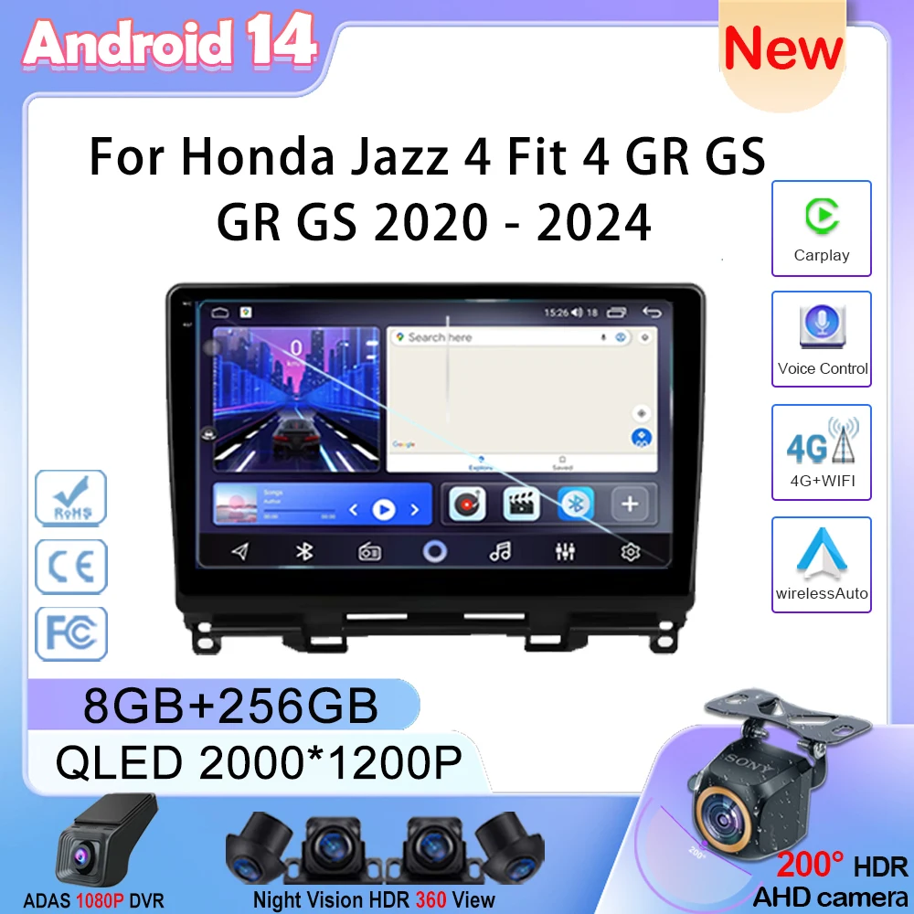 

Android car For Honda Jazz 4 Fit 4 GR GS GR GS 2020 - 2024 Screen Dash stereo Head Unit Multimedia GPs Navigation No 2din DVD