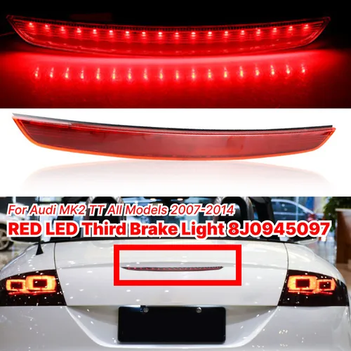 Imagen 2 del producto 1X luz de freno LED luz de freno trasera de montaje alto tercera luz de freno Central de alta parada para Audi TT MK2 2007-2014 8J0945097 rojo negro