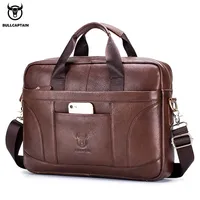 BULLCAPTAIN Men's Briefcase Men's Business Bags Can Be Used For 14-Inch Laptop Leather Shoulder Messenger Bag's Office Handbag