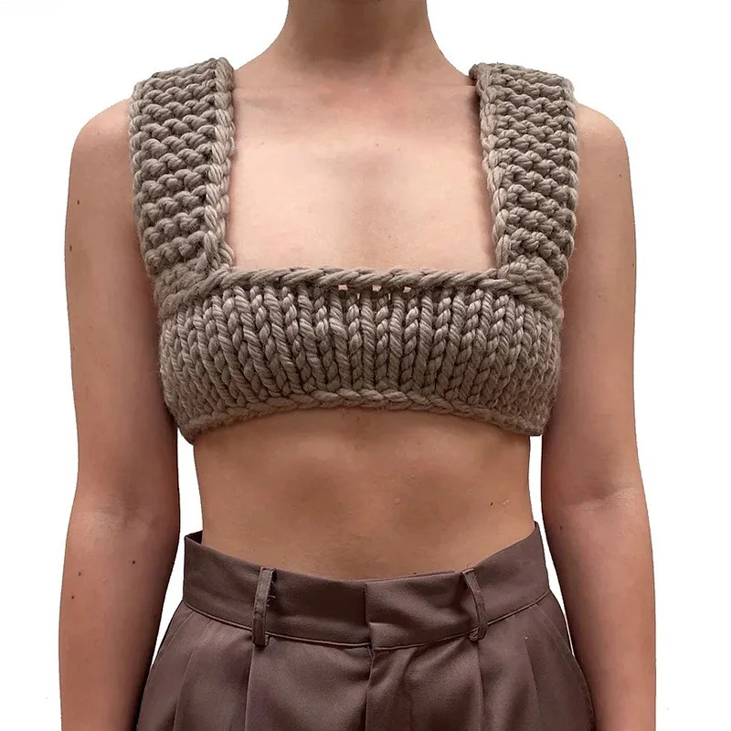 Neues Strickoberteil Sexy Neckholder Weste Crop Top Damen
