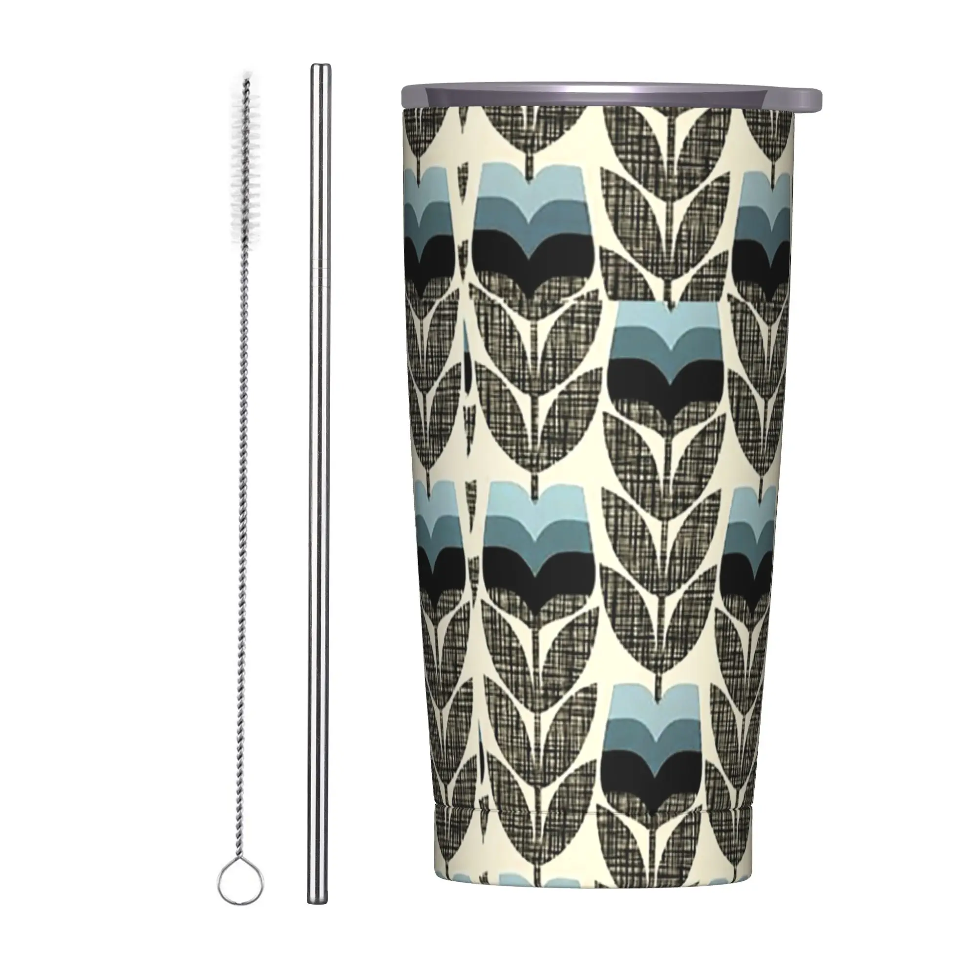 

Термокружка Orla Kiely Scandinavian Multi-stem с двойными стенками, вакуумной изоляцией, крышкой, соломинкой, защитой от проливания, дорожная, 20 унций