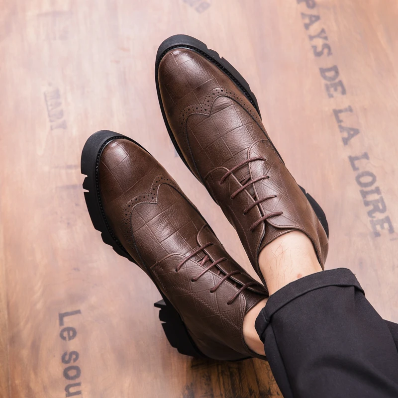 Men Round Toe Lace-up Fashion Business Ankle Boots