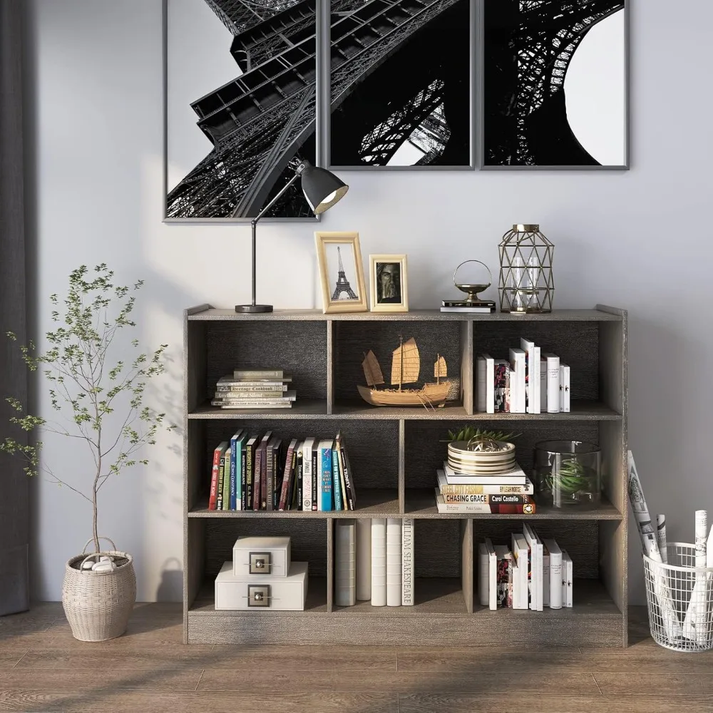

8-Cube Bookcase, Wood 3 Tier Open Storage Bookshelf, Modern Multipurpose Display Cabinet, Customized