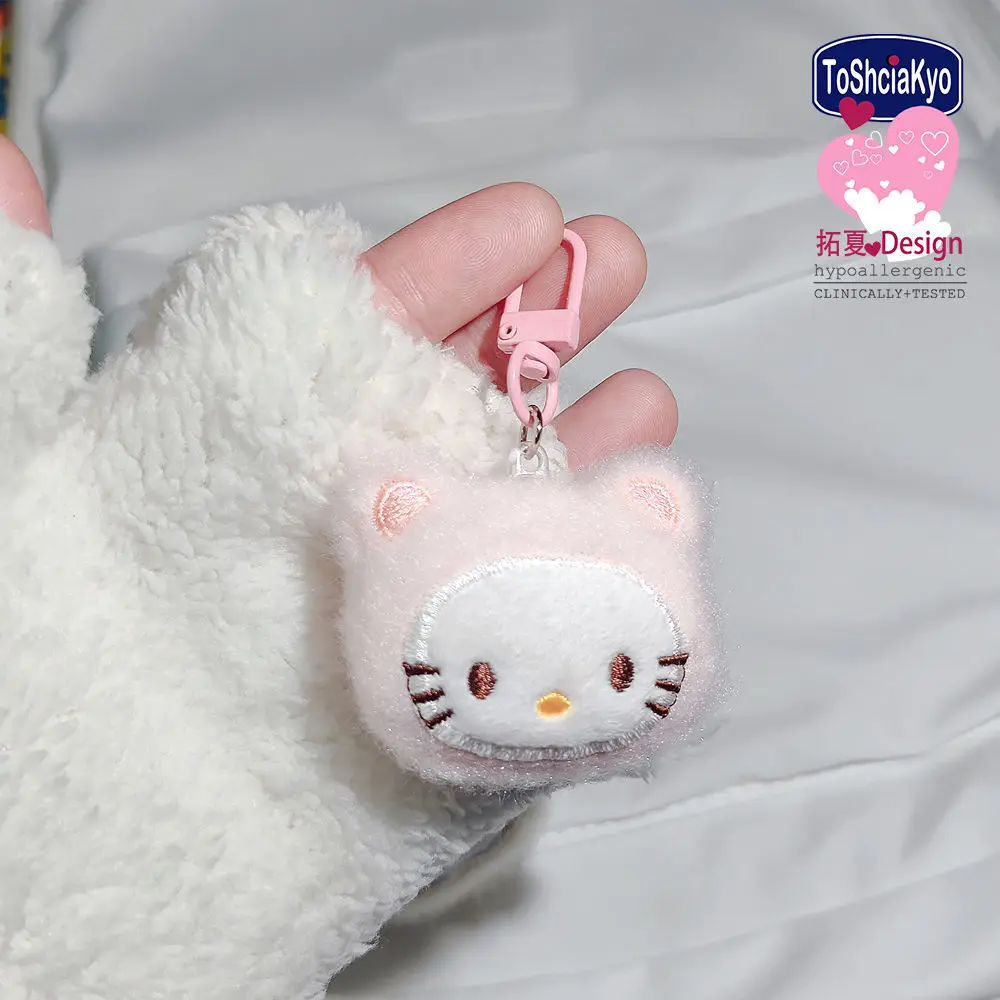 Sanrio Hello Kitty llavero de felpa lindo dibujo animado mochila colgante bordado muñeca moda coche llave para mujeres niños juguetes regalos