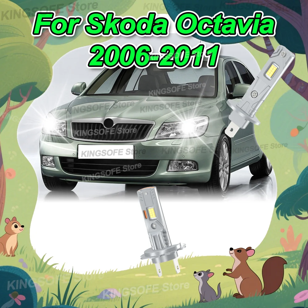 

2/4 шт. светодиодные лампы дальнего и ближнего света, белые, 6000 К, 12 В для Skoda Octavia 2006 2007 2008 2009 2010 2011