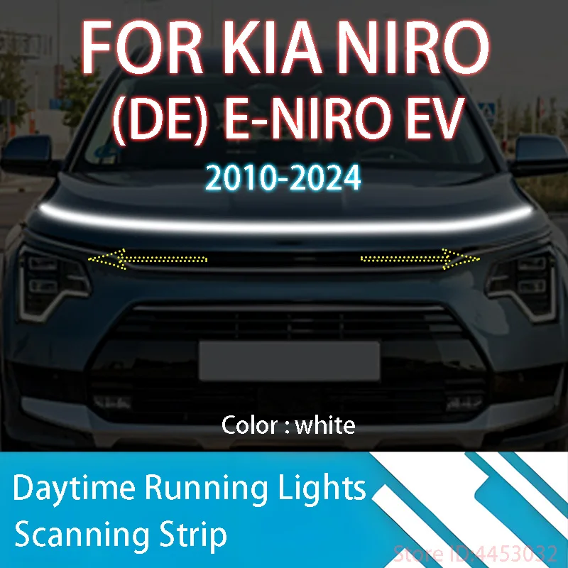 

ДЛЯ Киа NIRO (DE) 2016-2024 Новое обновление светодиодных дневных ходовых огней, сканирование запуска капота автомобиля, направляющая DRL, декоративная лампа окружающего света 12 В