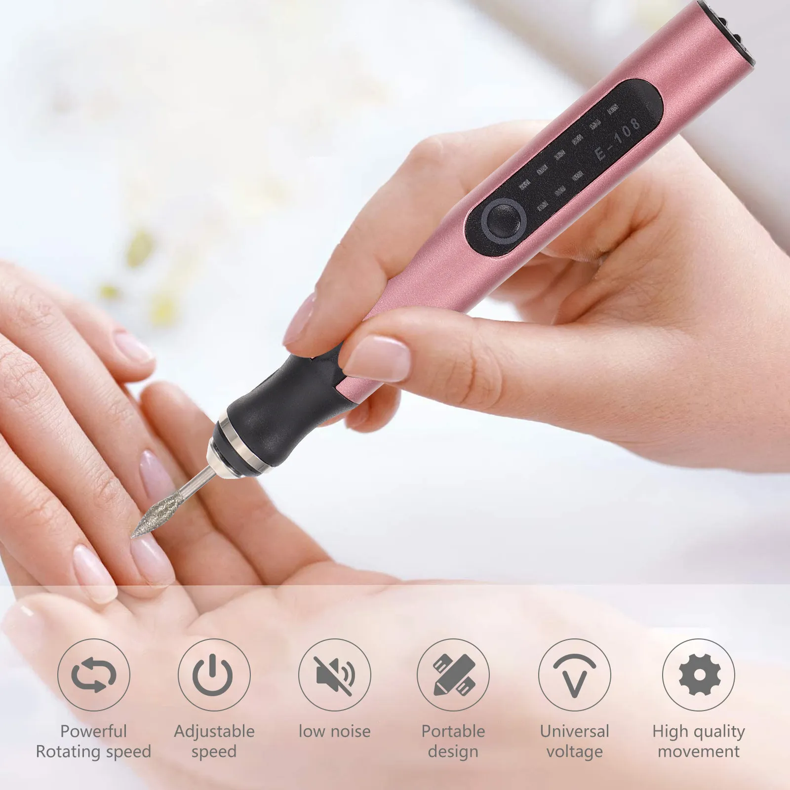 

1Set Electric Nail Grinder Professional Manicure Polisher Portable USB Rechargeable Nail Art Tool for Grinding Polishing Cuticle