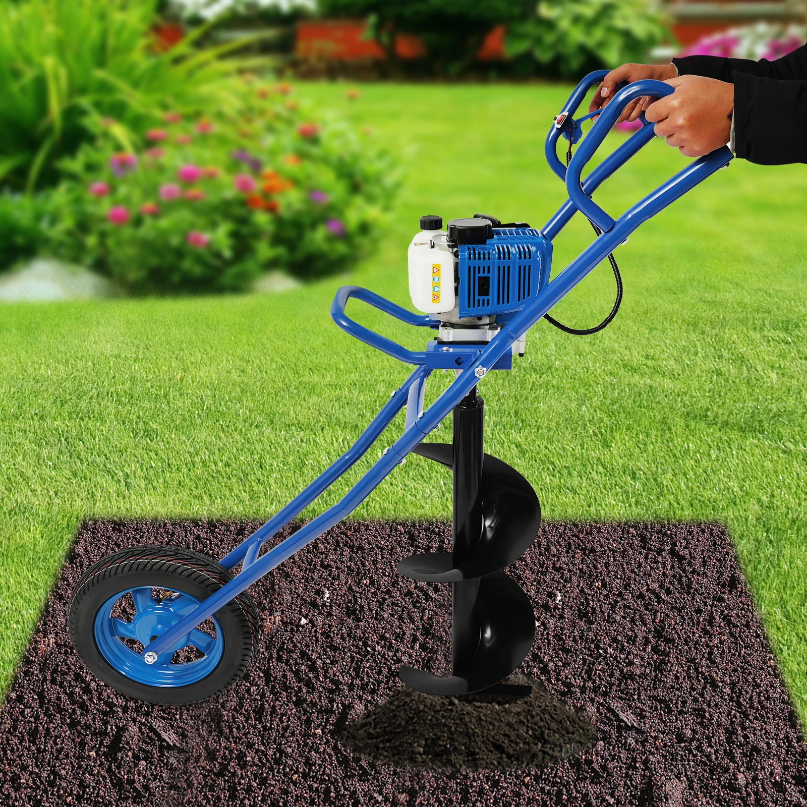 52CC 1.46KW Earth Drill with Wheel Auger Bit Portable for Fence Post Planting Excavation Projects