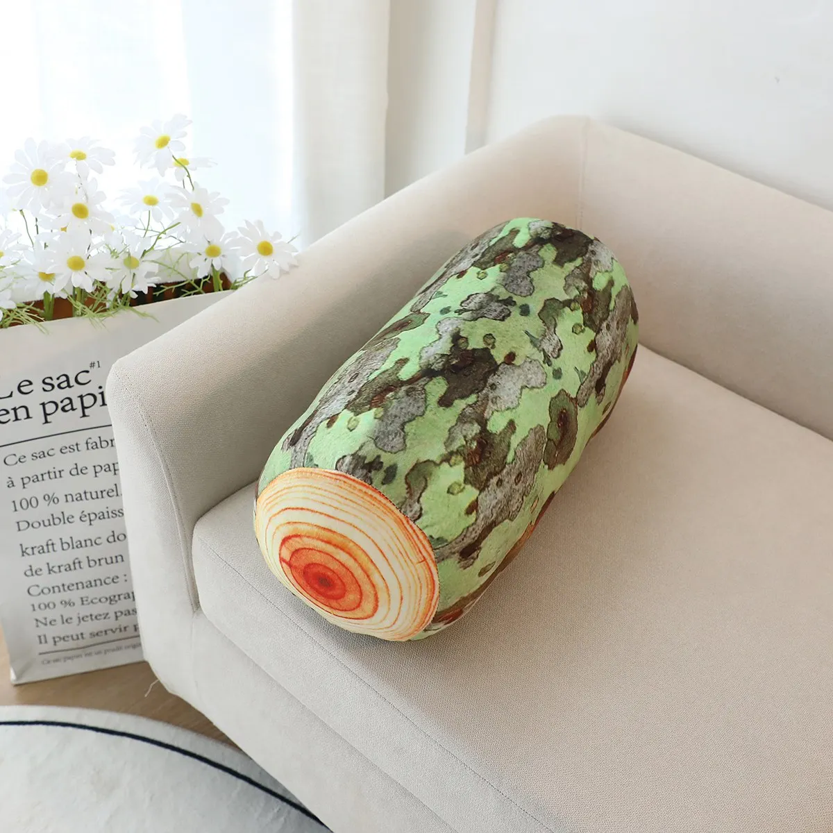 New Simulation Wood Stump Pillows Plush Toy Realistic Cutting Board Big Tree Pillow Long Cushion Birthday Gift Room Decor