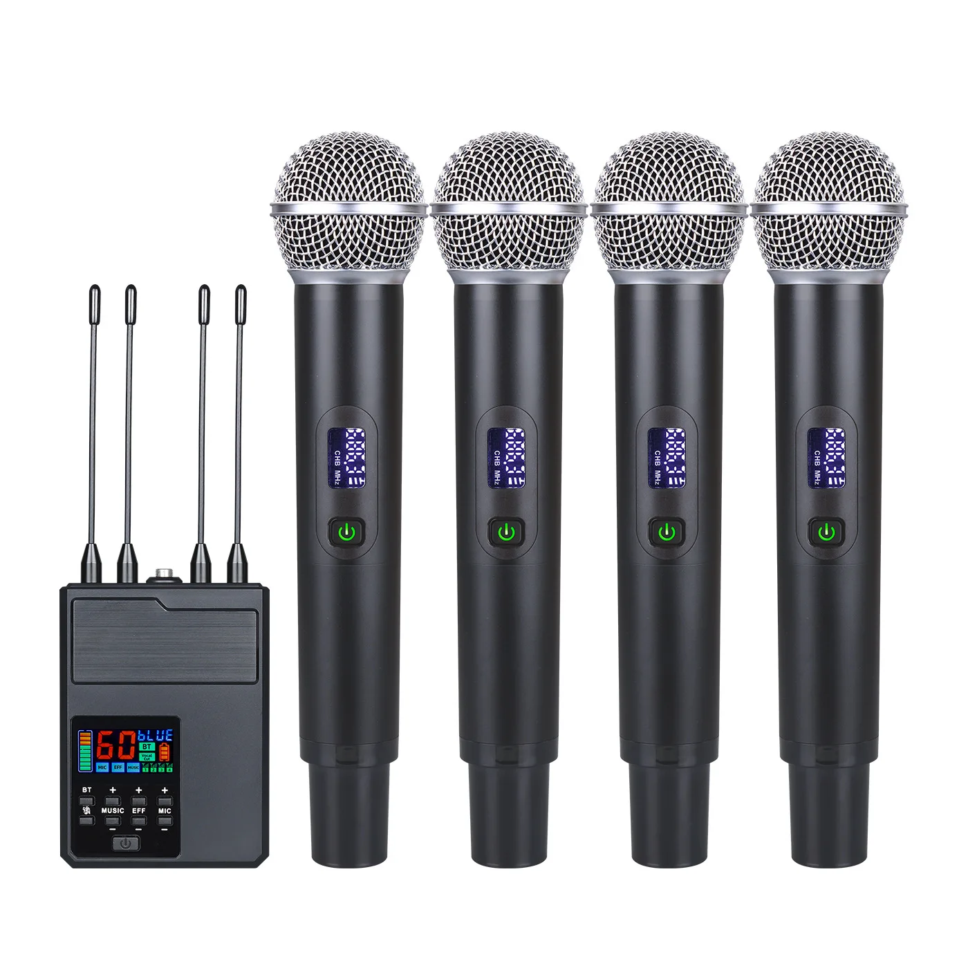 4 Microphones Portable UHF  Wireless Microphone Noise cancellation  for Home Singing Outdoor KTV Church Conference