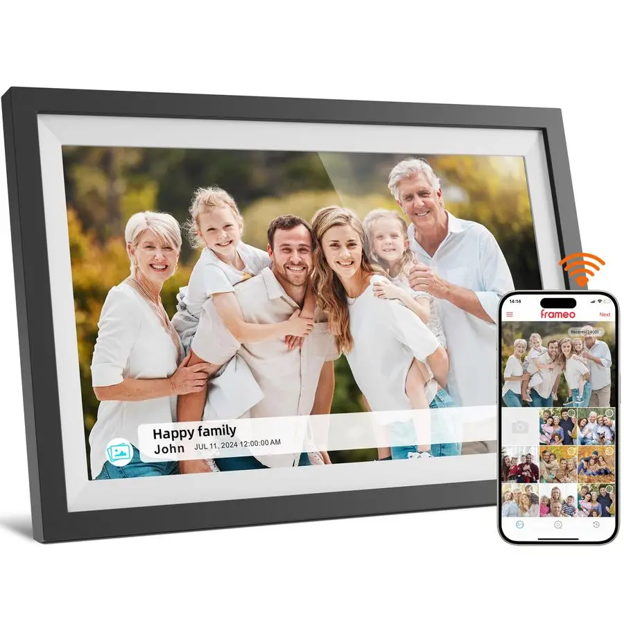 Photo Frame,10.1 Inch Frameo Digital Picture Frame, 1280x800 IPS LCD Touch Screen,AutoRotate,16GB, Supports SD Cards,Share Momen