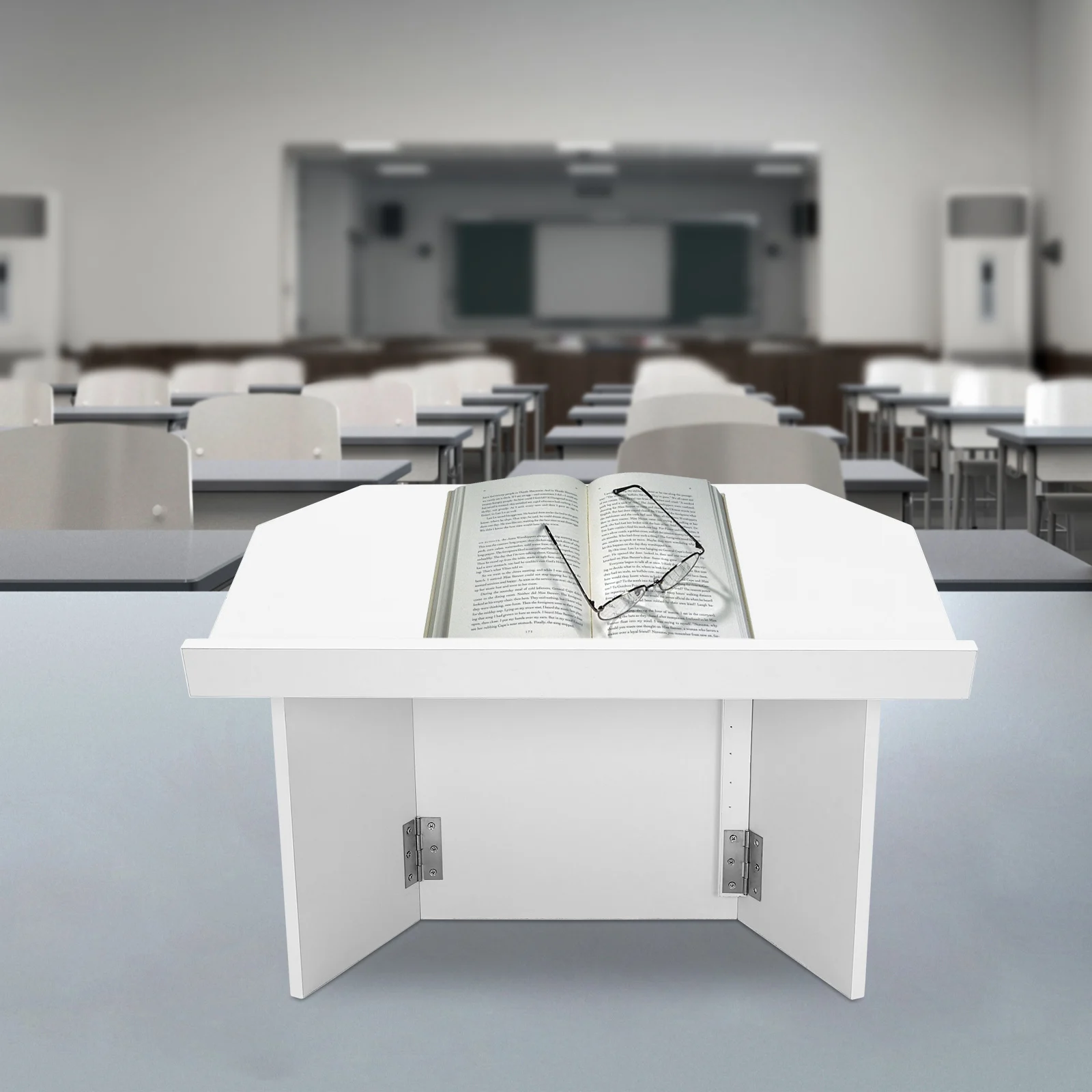 White Environmental Protection Plate 27x19.25x23-inch Folding Platform Portable Desktop Podium Multifunctional Conference Chair