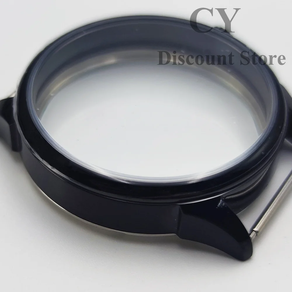 ETA6497 Watch Case 42mm Black Stainless Steel Watch Case fit ETA6497 6498 Seagull  ST3600 ST3620 ST36 Movement