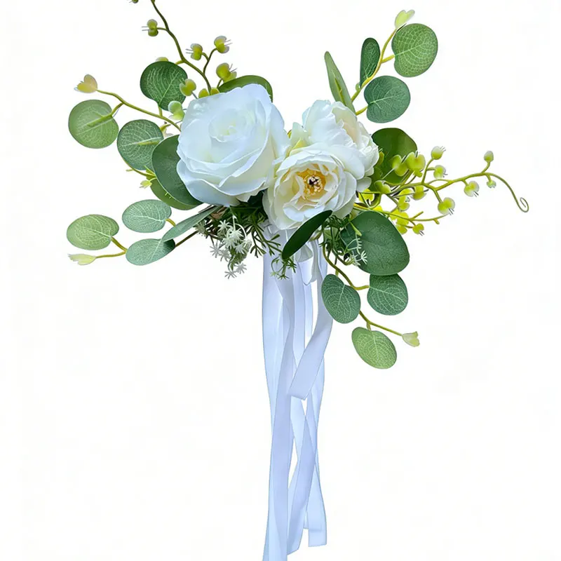 1 Stück Hochzeitsauto-Rückspiegel- und Türgriff-Schleifendekoration, europäische und amerikanische Vintage-Brautparty-Blumen, doppelt verwendbare Schleifenblumen für Hochzeitsstuhlrücken, Satin-Rosen-Schleifenblumen für Hochzeitszubehör. – Detail 3